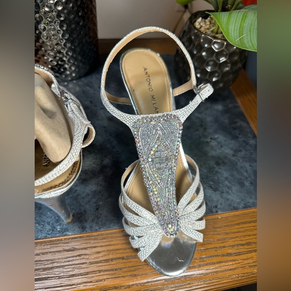 Antonio Melani silver diamond leather high heels size 10 - Picture 14 of 17